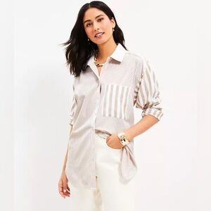 LOFT Striped Oversized Everyday Shirt
